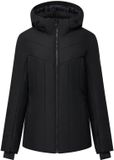Dare 2B Dames ski jas Glacier II Zwart Effen Aansluitend Rits 15000 mm Fleece Afneembare Capuchon Volwassenen Maat 42