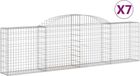 vidaXL Gabions - 7 pièces - voûté - 300x30x80/100 cm - fer galvanisé