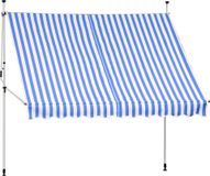 Mucola Markise höhenverstellbar Balkon Markise sans perçage Sonnenmarkise Pare-soleil Coupe-vent - Bleu / Blanc avec LED 300 x 120 cm