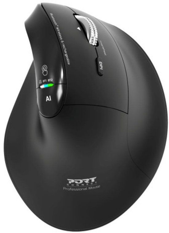 PORT Designs 910204 Universele RF-draadloze + Bluetooth Optische Muis voor Rechtshandigen met 4800 DPI