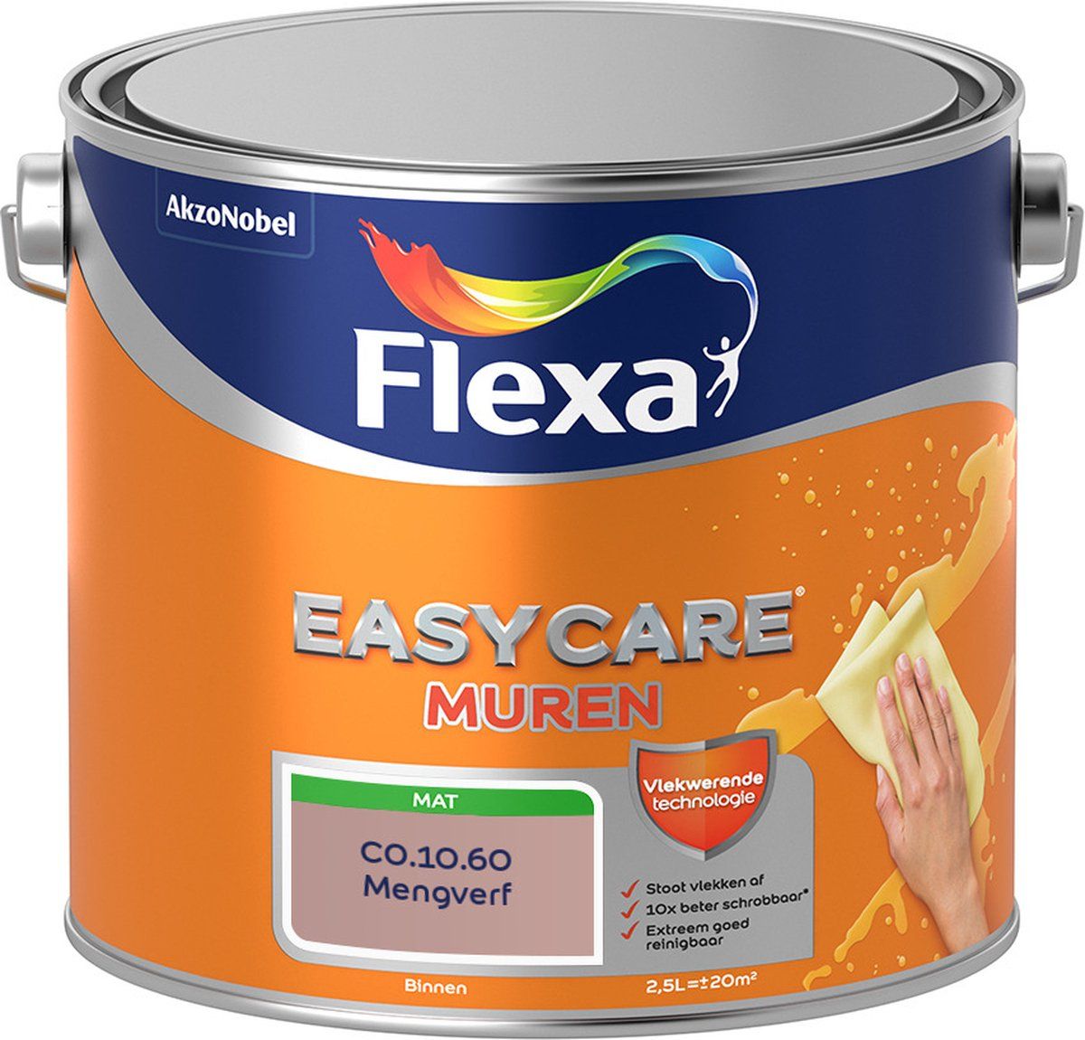 FLEXA Easycare Muurverf - Mat - Mengkleur - C0.10.60 - 2,5 liter