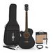 Gear4music Single Cutaway Linkshandige Elektro-akoestische Gitaar, Zwart, met 15W Akoestische Versterker & Accessoireset