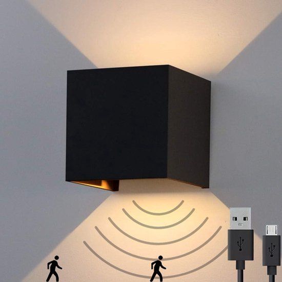 Lightexpert LED Wandlamp met bewegingssensor - Zwart - 6W