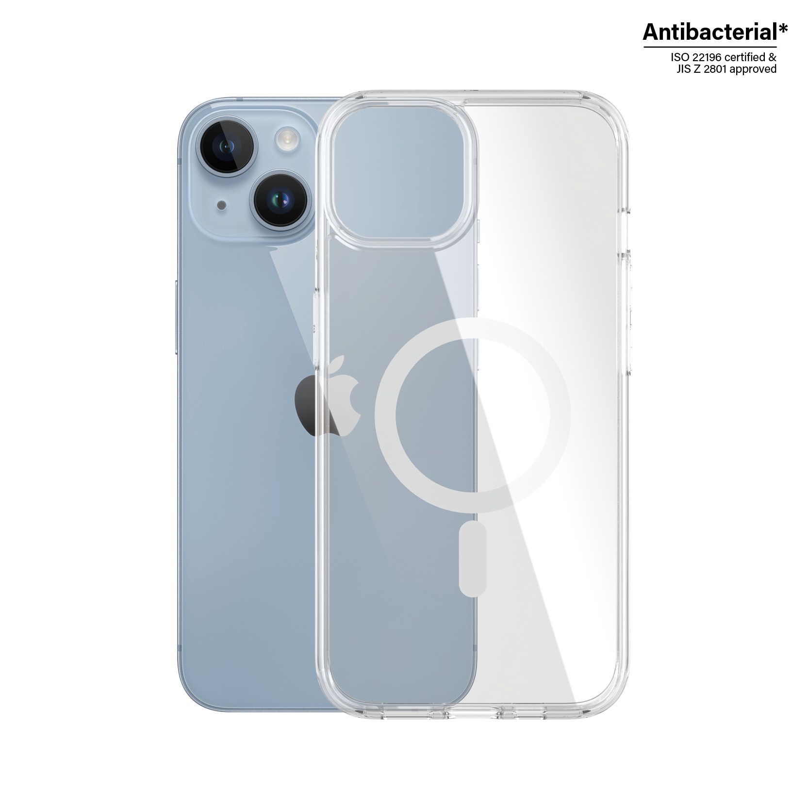 PanzerGlass HardCase Transparent w. White MagSafe iPhone 14 | 13 mobiele telefoon behuizingen Hoes Transparant