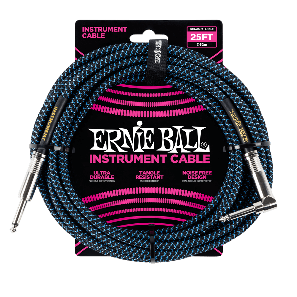 Ernie Ball P06060 Instrumentkabel - 7,62 m - Zwart/Blauw