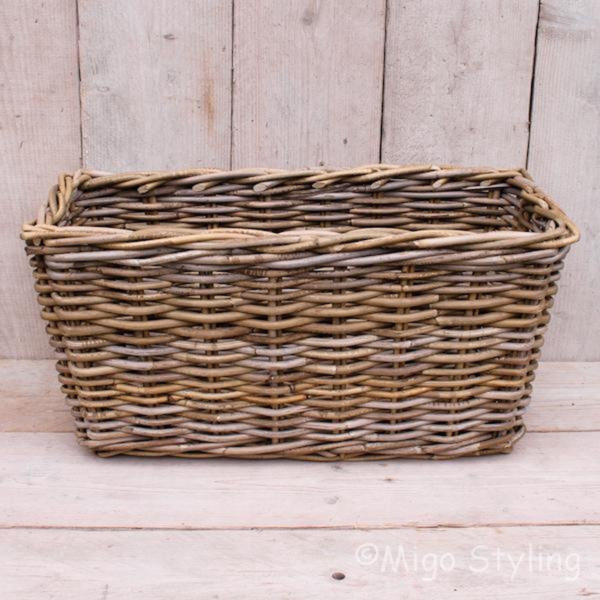 Migo Styling Vensterbankmand - Langwerpig - 60cm - Riet - Rotan - Grey - Met plastic