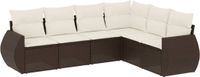 vidaXL 6-delige Loungeset met kussens polyrattan bruin