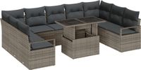 vidaXL Banc de jardin 10 pièces gris polyrattan