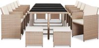 vidaXL 15-delige tuinset met kussens, van polyrotan, beige