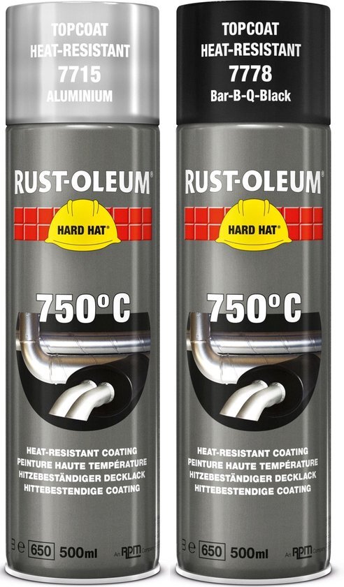 Rust-oleum verfspuitbus hittebestendig zwart 750c - 7778