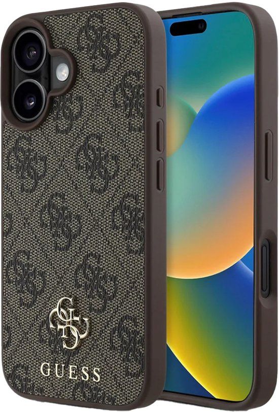 Guess iPhone 16 Backcover hoesje Magsafe PU 4G - Bruin