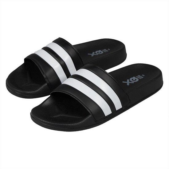 XQ Slippers Heren - Stripes - Zwart/Wit