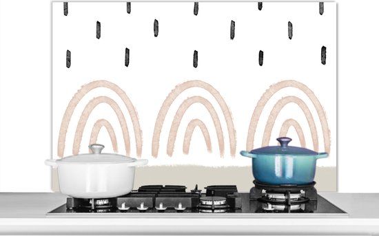 KitchenYeah Spatscherm keuken - Regenboog - Pastel - Abstract - 100x65 cm - Aluminium