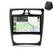 Android 15 autoradio 9 pouces avec CarPlay, 4+64 Go de stockage, processeur 8 cœurs, navigation GPS, DAB+, WiFi, Bluetooth. Convient pour Mercedes-Benz CLK W209, avec commande au volant (SWC), WiFi et Bluetooth