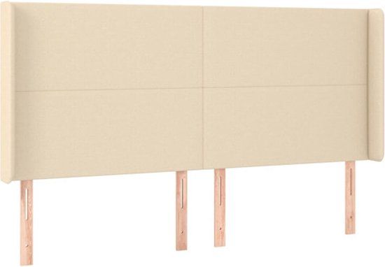 VidaXL Hoofdbord met randen Crème 203x16x118/128 cm Polyester/Hout