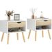 Mobliva Ensemble de 2 tables de chevet avec tiroir et étagère de rangement, style moderne, 50 x 39 x 51 cm, blanc et chêne