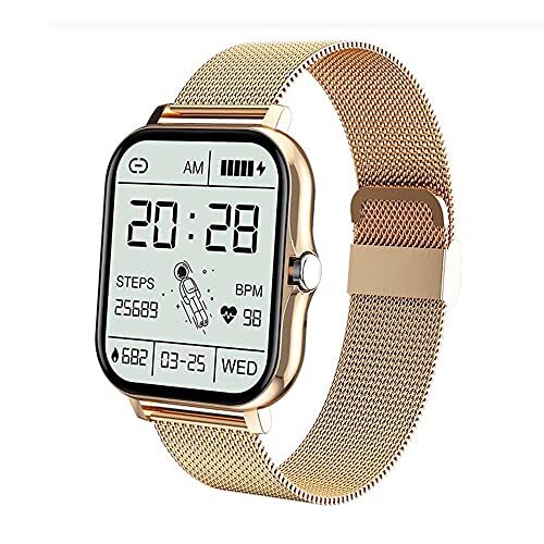 KDFJ Smart Watch 2021-horloges voor heren, dames, 1,69-inch touchscreen-fitnesstracker, hartslag-slaapmonitor, waterdichte smartwatch voor iOS Android-Goud