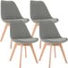 CLP Linares eetkamerstoelen set van 4, stof/lichtgrijs