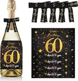 Merkloos Flessenetiketten 60e Verjaardag - Gepersonaliseerde Stickers voor Mousserende Wijn en Champagne, Luxe Geschenkidee en Decoratie