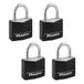 Master Lock 131Q Black Covered Aluminum Keyed Padlocks, 4-Pack
