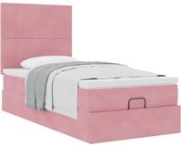 vidaXL Ottoman Bed with Mattresses 100x200cm Velvet Pink