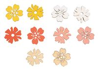 Rayher Houten strooisel bloemen, 3,5 cm ø, kleurrijk gemengd, met plakpunt, Btl. 10 stuks