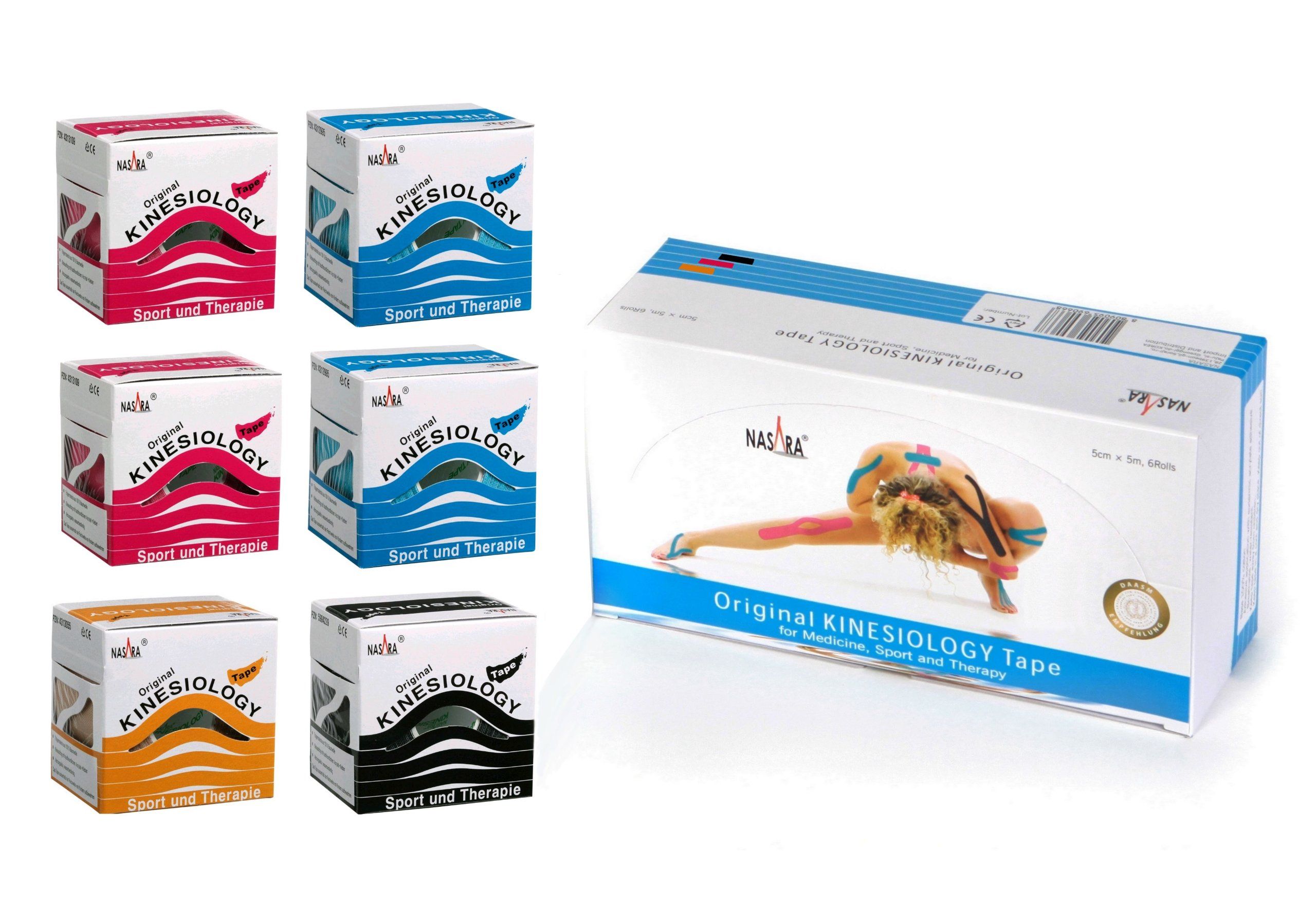 Nasara Kinesiotape - mix kleuren 6st - Huidvriendelijk Sporttape - Katoen