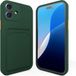 ShieldCase back cover met pasjeshouder geschikt voor de Apple iPhone 16 hoesje - telefoonhoesje met pasjeshouder - ruimte voor 1 pasje - hoogwaardig siliconen materiaal - back cover (vert foncé)