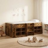 vidaXL Loft Bed Frame met Kast 3 st Gerookt eiken Bewerkt hout