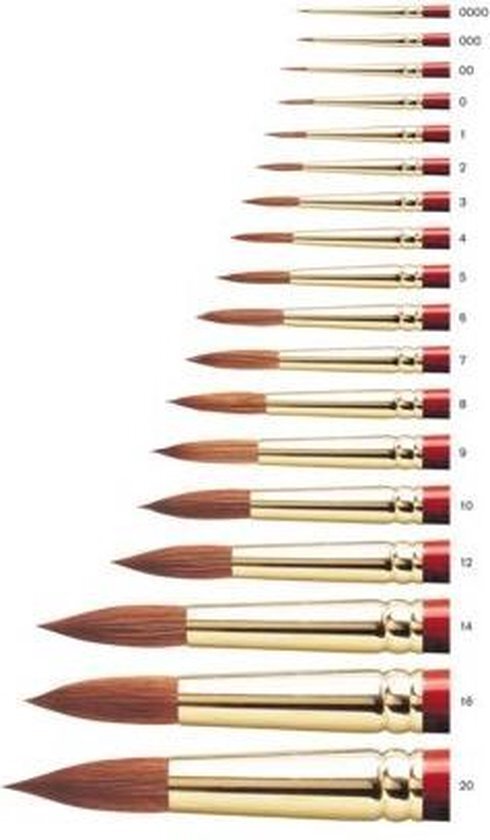 Winsor & Newton 5181700 Scepter Gold II aquarelpenseel voor kunstenaars met hoge kleurdraagkracht en uitstekende veerkracht, serie 101 - ronde kwast, korte steel, nr. 0 - 1,2 mm