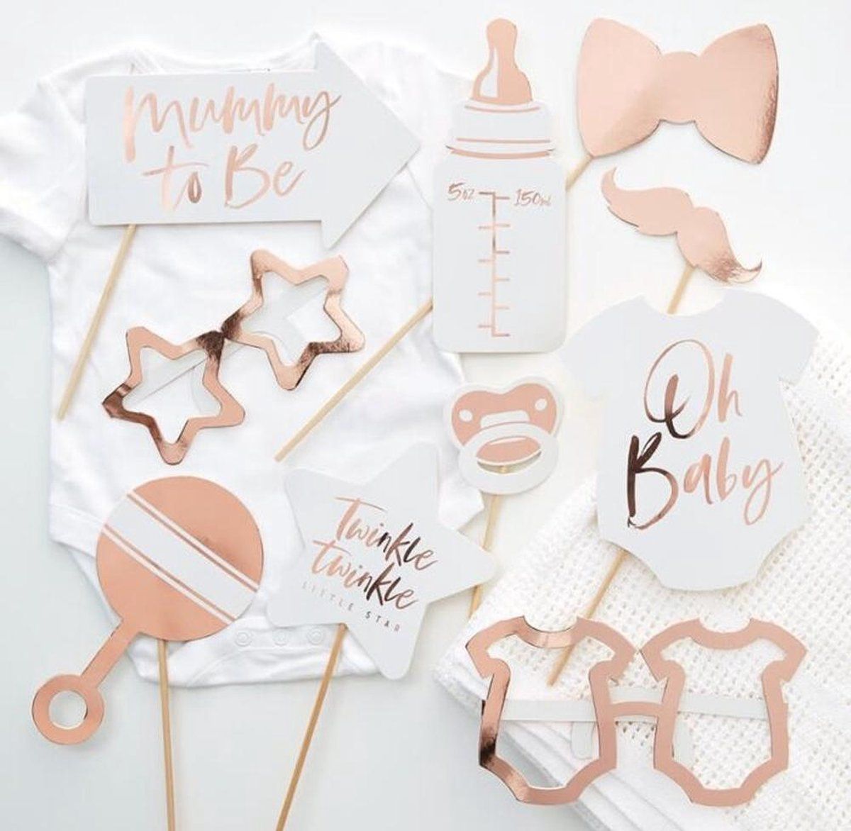 Ginger Ray Photo Booth Props Baby Shower Rosé Goud - 10 stuks