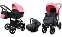 BabyLux® Optimal | Ensemble de poussette 3en1 | Black Coral | Poussette combinée | Ensemble de poussette | Poussette tout-terrain