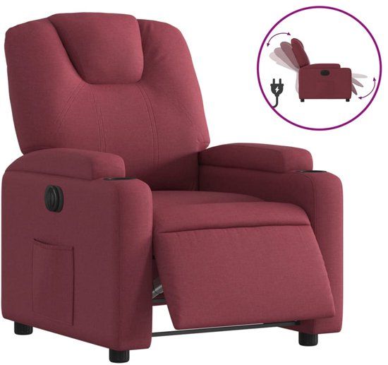 vidaXL Fauteuil verstelbaar elektrisch stof wijnrood