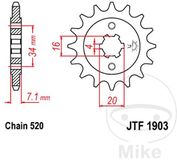 Jt Sprockets 520 Jtf1903.14 Steel Voortandwiel Zilver 14t