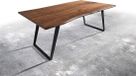 DELIFE Table à manger Edge acacia brun 200x100 métal incliné Live-Edge