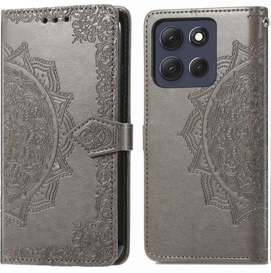 imoshion Hoesje - Geschikt voor Motorola Moto G56 - Mandala Bookcase - Grijs