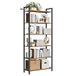 VASAGLE Boekenkast, 6-laags, stalen frame, 80 x 30 x 186 cm | Vrijstaande plank, industrieel ontwerp, woonkamer, slaapkamer, rustiek bruin en mat zwart, BARNET Collectie LLS082B01