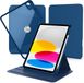 Casemania Hoes Geschikt voor Apple iPad 2025 11e Gen (A16) & 2022 10e Gen - Donker Blauw - Smart Cover met Transparante Achterkant - 360° Graden Draaibaar - TriFold Beschermhoes met Pencil Houder Uitsparing