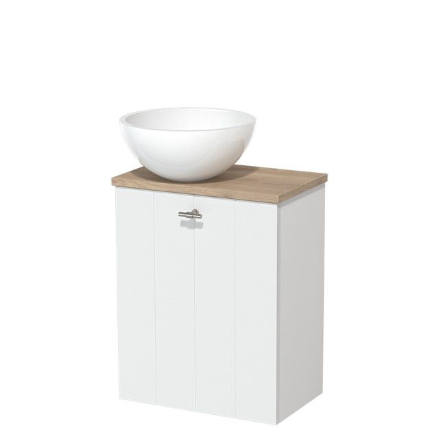 Maxaro Modulo Toiletmeubel 41 cm - Mat Wit - Lichtbruin Eiken