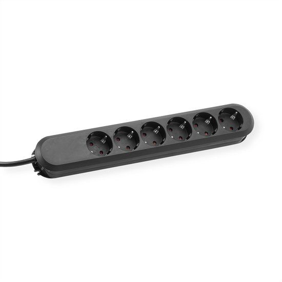 Bachmann SMART stekkerdoos 6x geaard contact, zwart, 3 m