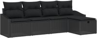 vidaXL Bankstel - 5-delig - Zwart - Poly Rattan