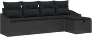 vidaXL Canapé - 5 pièces - Noir - Poly rotin