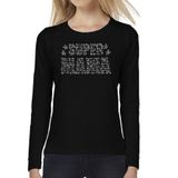 Bellatio Decorations Shoppartners Bv Glitter Super Mama longsleeve shirt zwart met steentjes/ rhinestones voor dames - Moederdag cadeaus - Glitter kleding/ foute party outfit XL