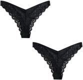Next - Dames - Kanten Brazilian slip, set van 2 - Zwart