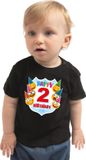Bellatio Decorations Shoppartners Bv Happy birthday 2e verjaardag t-shirt - unisex - jongens - meisjes - 2 jaar shirt met emoticons zwart voor baby 80