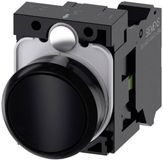 Siemens 3SU11000AB103BA0 Druktoets Kunststof frontring, Rond Knop Zwart