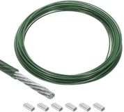 Allecto Plus Stalen Kabel 30 meter, Roestvrij Staal 304, Vinylgecoat, Aluminium Hulzen - Wasrek Optillen Vert
