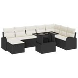 vidaXL Tuinbank - Set - 9 - st - Zwart - Poly - rattan