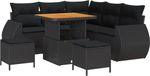 vidaXL Tuinbank Set 8-st Zwart Poly Rattan