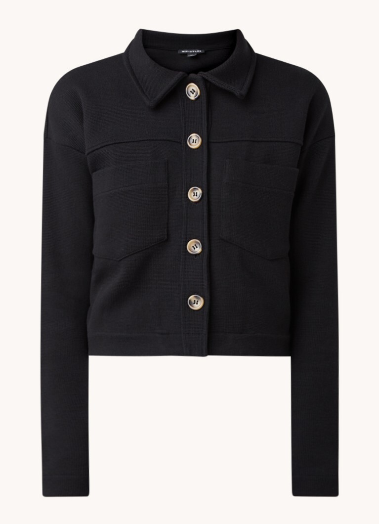 Whistles Whistles Cropped overshirt met borstzakken